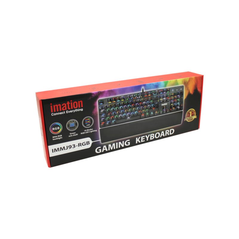 teclado imation mecanico imj93 rgb, 105 teclas, anti ghosting, led 18 modos, apoya muÑecas, cable trenzado 1.7m.