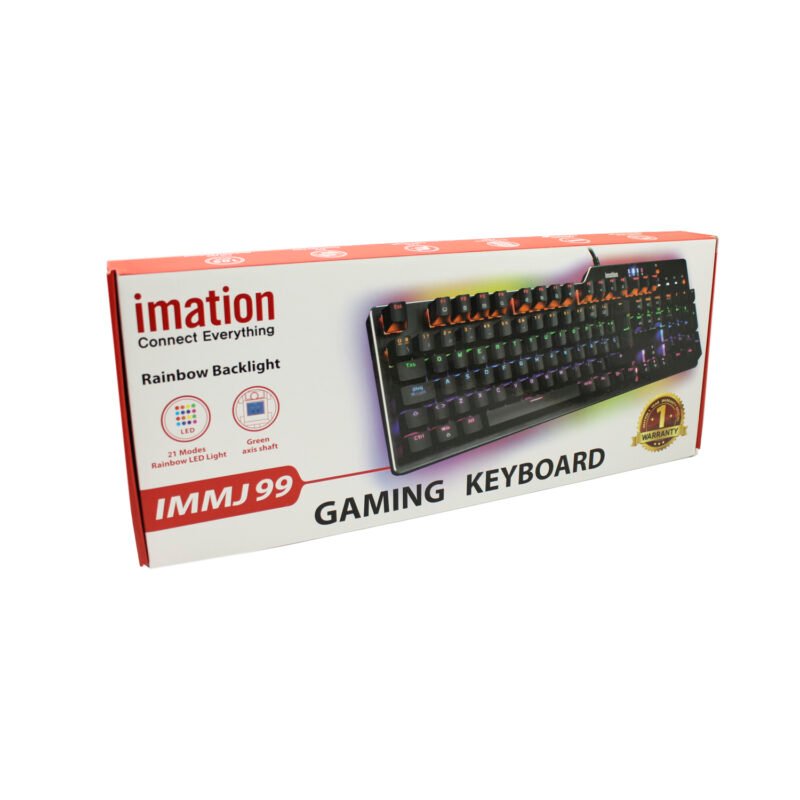 teclado imation imj99 rainbow, 105 teclas, mecanico, 50m ciclos, led rainbow 21 modos, cubierta metalica, cable usb trenzado 1.7m. — vista 3