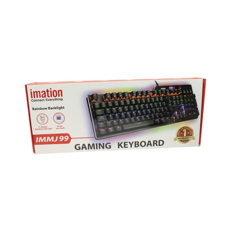 teclado imation imj99 rainbow, 105 teclas, mecanico, 50m ciclos, led rainbow 21 modos, cubierta metalica, cable usb trenzado 1.7m. — vista 4