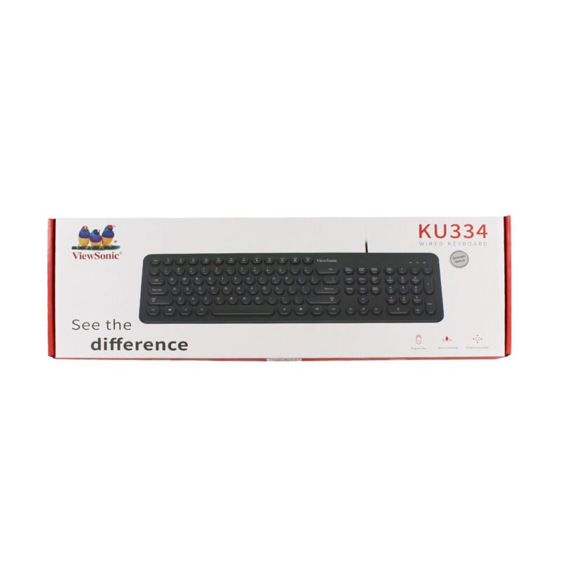 teclado viewsonic pc usb ku334, teclas redondas, diseÑo moderno, vida 10m pulsaciones, cable 1.5m, 445g, diseÑo espaÑol.