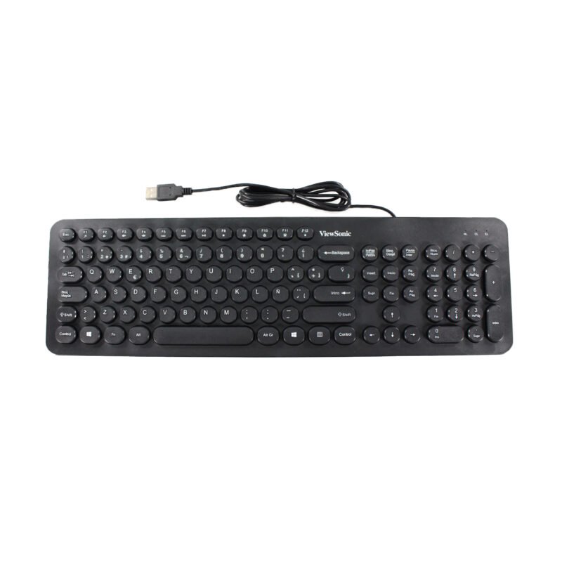 teclado viewsonic pc usb ku334, teclas redondas, diseÑo moderno, vida 10m pulsaciones, cable 1.5m, 445g, diseÑo espaÑol. — vista 2