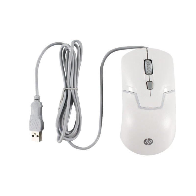 mouse hp optico con cable, 1600 dpi, sensor sunplus 168a, 4 botones, interfaz usb, alcance 1.5m.white — vista 2