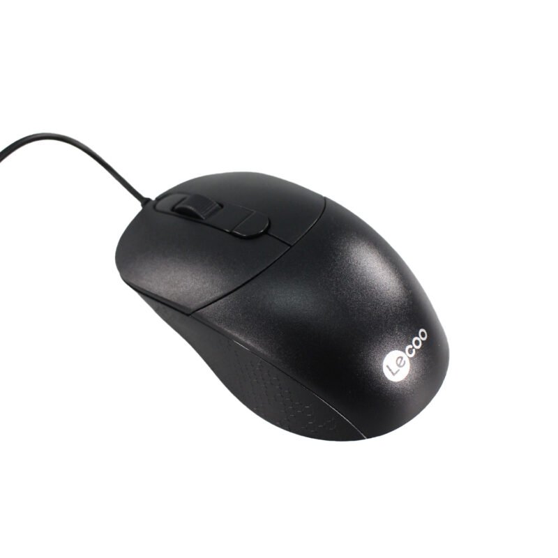mouse con cable lecoo, dpi hasta 2400, 4 teclas, movimiento preciso, vida util de 3 millones de clicks. black — vista 3