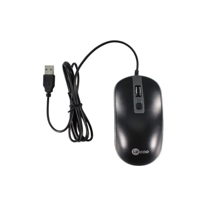 mouse lecoo m212 alambrico 2,4g, 800 1200 1600 ppp, diseÑo ergonomico, con cable usb. black — vista 2