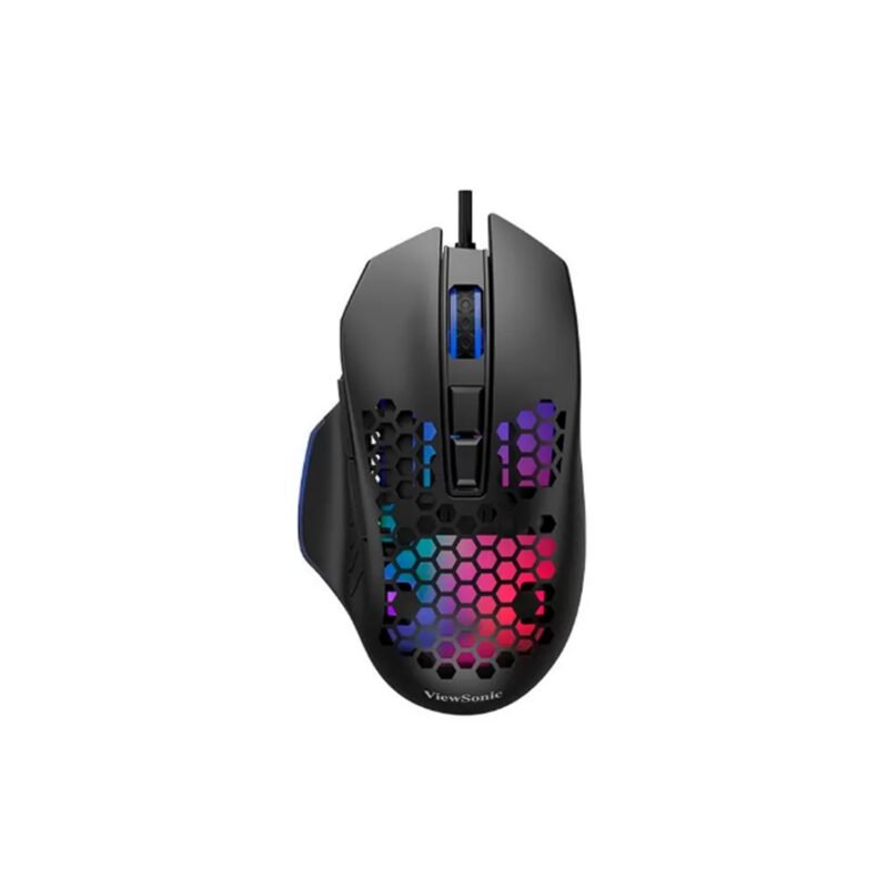 mouse viewsonic gamer, cable usb 1.8m, 9 botones, 1000 6400 dpi, luz rgb, diseÑo ergonomico. black — vista 4