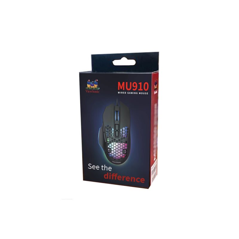 mouse viewsonic gamer, cable usb 1.8m, 9 botones, 1000 6400 dpi, luz rgb, diseÑo ergonomico. black