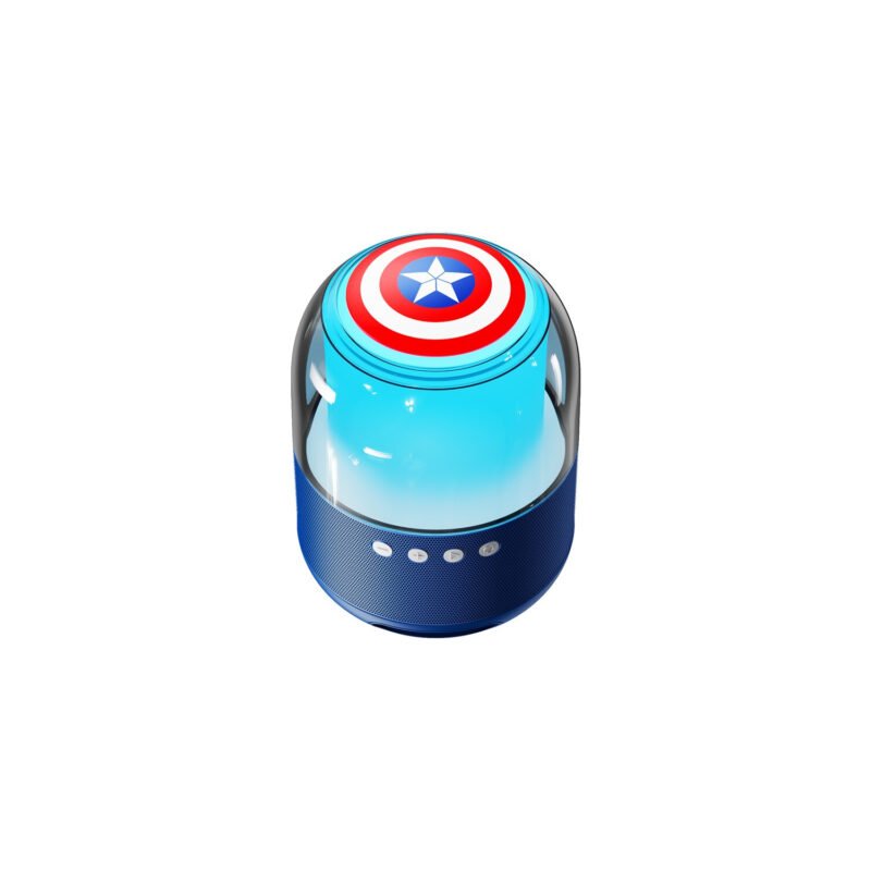 parlante disney capitan america, sonido 360°, bt v5.3, luz, llamadas hd, gran bateria. blue (ean:022)