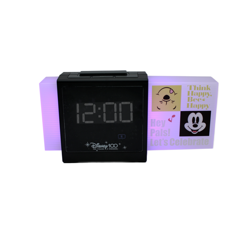 reloj despertador disney con parlante, control de volumen, conexion 3.5, pantalla digital, sonido estereo, luces de colores. — vista 7