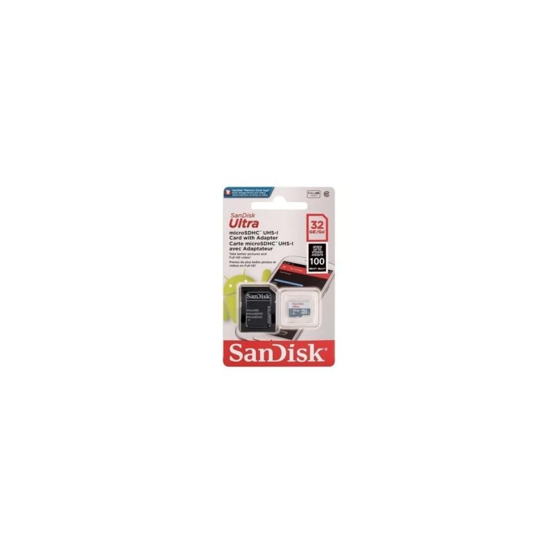 micro sdhc 32gb sandisk hc ultra c/adaptador ush 1 c10 100mb