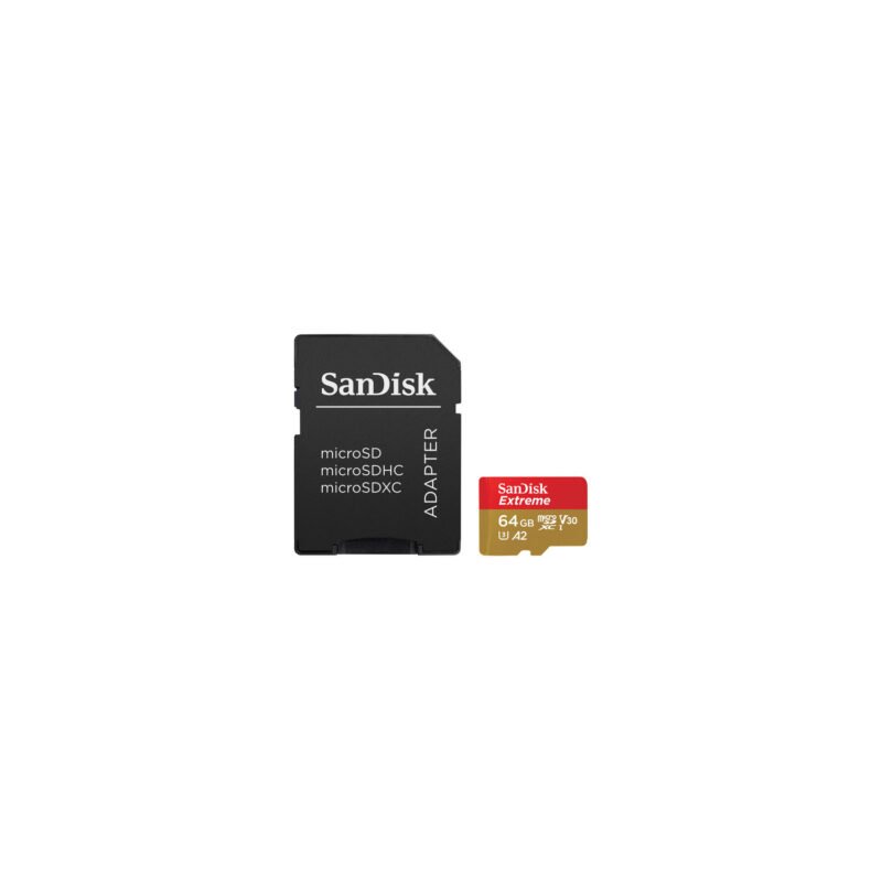micro sd 64 gb sandisk extreme c10/u3/v30 170mb/80mb con adaptador — vista 3