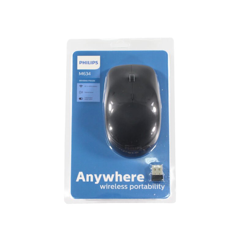 mouse philips inalambrico bt + 2.4ghz, 7 botones, dpi 2400, distancia 10m, 2 pila aaa.