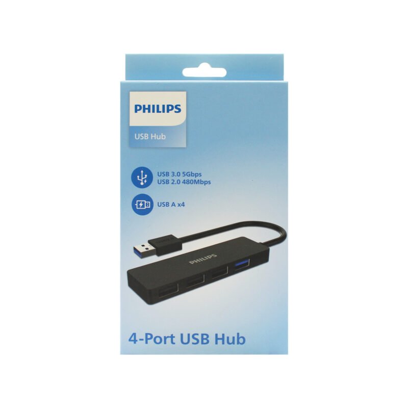 hub philips 4 salidas 1 puerto usb 3.0 de 5gbps 3 puertos usb 2.0 de 480mbps