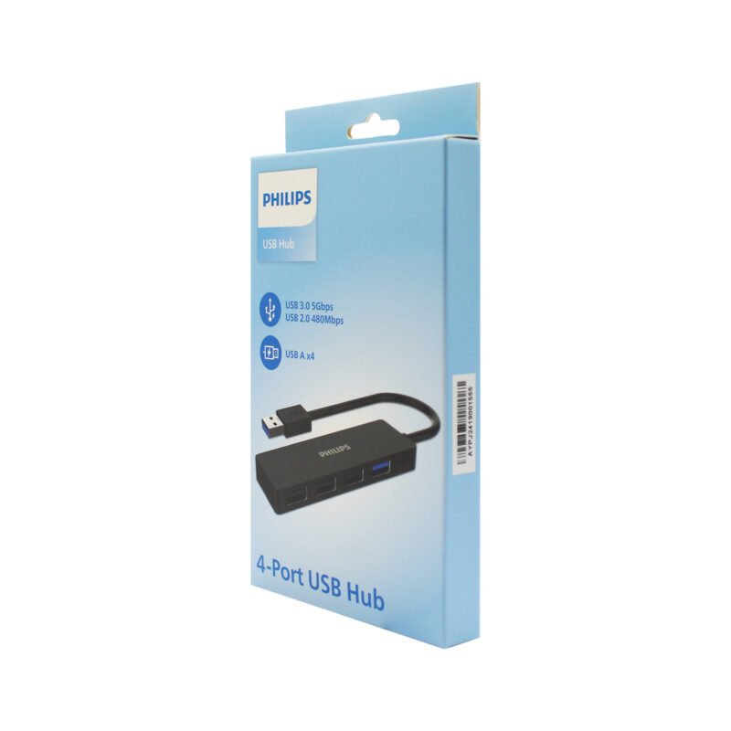 hub philips 4 salidas 1 puerto usb 3.0 de 5gbps 3 puertos usb 2.0 de 480mbps — vista 2