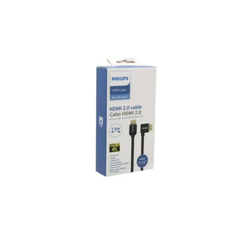 cable philips hdmi alta velocidad 90°, 1.5m, conexion tv a sistema home theater, sonido envolvente.