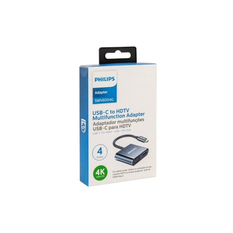 hub philips tipo c a hdmi, usb 3.0, tipo c — vista 3