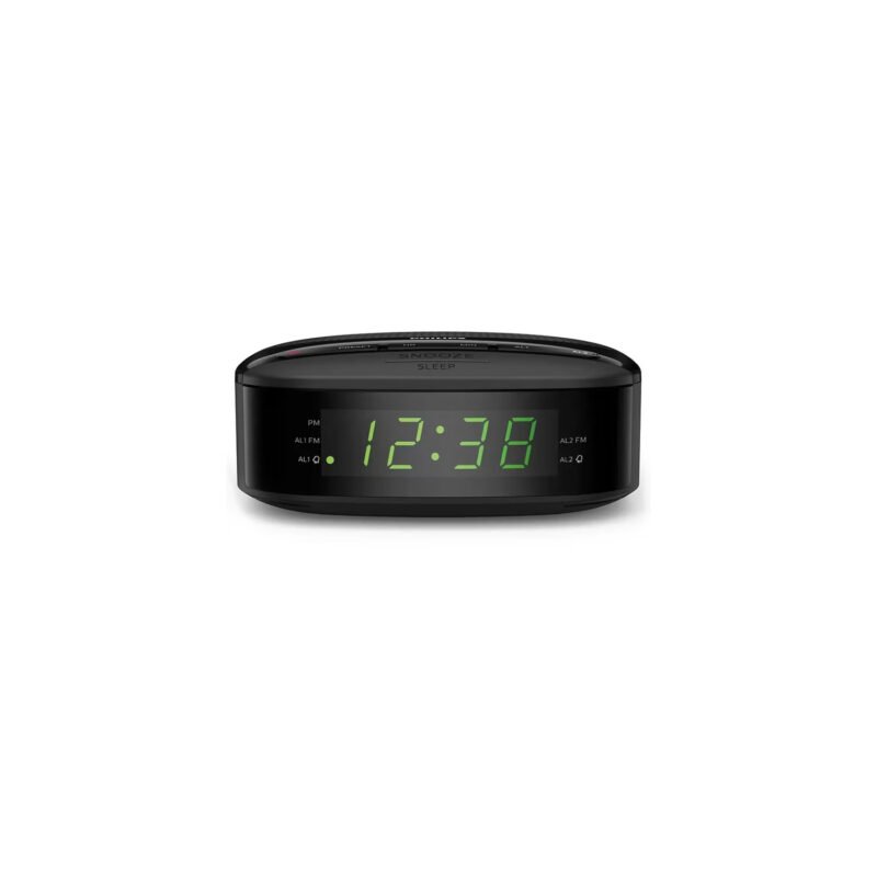 reloj despertador philips con radio fm, dual, temporizador, pantalla clara, sintonizador fm, 20 presintonias. — vista 3