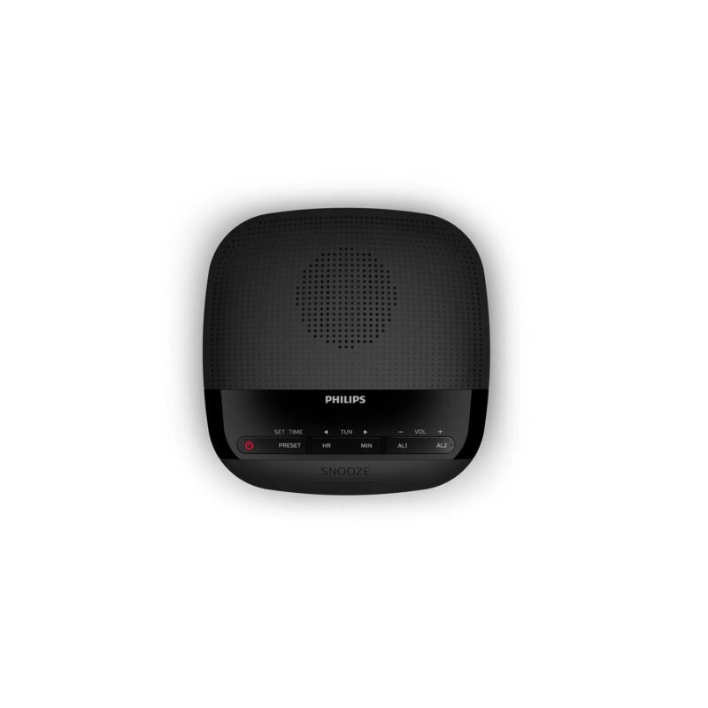 reloj despertador philips con radio fm, dual, temporizador, pantalla clara, sintonizador fm, 20 presintonias. — vista 2
