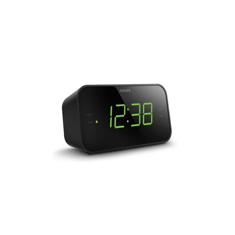 reloj despertador philips con radio fm, dual, temporizador, pantalla clara y ajuste de brillo. — vista 5
