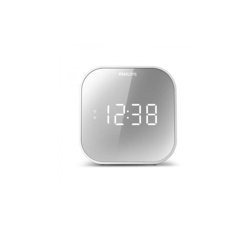reloj despertador philips con carga usb, dual, radio fm y temporizador. — vista 3
