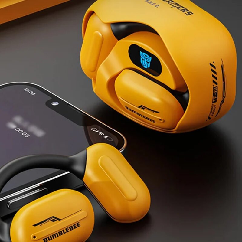 audifono transformers tf t20, sonido 8d, chip 5.3, conductor 13mm, carga rapida, control tactil. yellow — vista 2