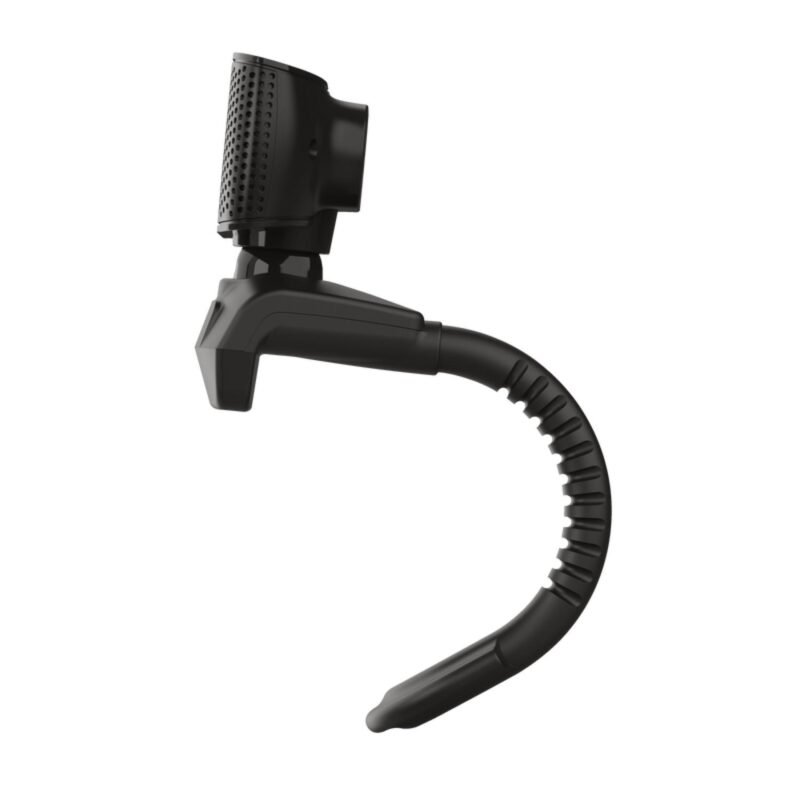 camara web trust 720p, botones para foto, microfono incorporado, color, brazo ajustable. black — vista 6