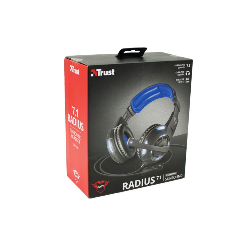 audifono trust gamer, cable 2.5 mts, sonido envolvente 7.1, micro ajustable, conector usb.