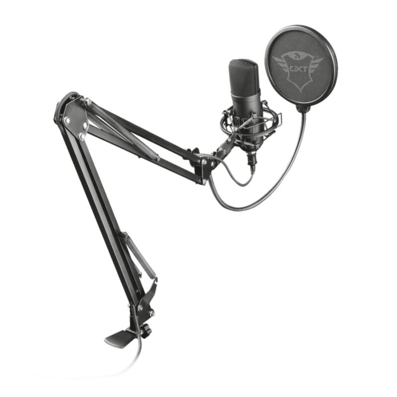 microfono trust profesional de estudio, conector usb, brazo ajustable, incluye tripode, patron cardioide, cable usb de 2.9m y 1.8m, filtro pop. — vista 2