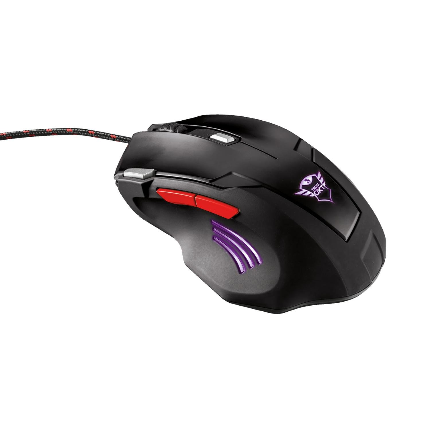 mouse trust con precision 2500 dpi, 7 botones, boton de doble disparo, 4 colores de iluminacion. mouse trust con precision 2500 dpi, 7 botones, boton de doble disparo, 4 colores de iluminacion.