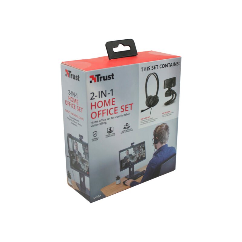camara web trust 720p hd con usb,audifono y microfono headset usb, camara con agarre clip, compatible windows y mac.