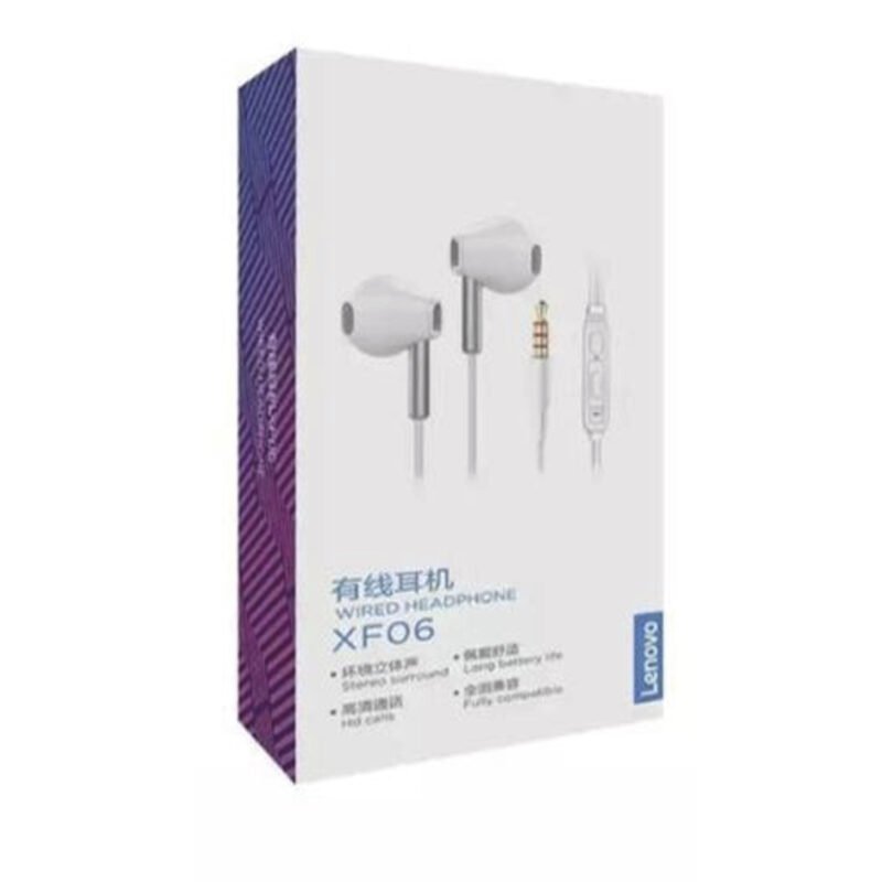 audifono lenovo xf06 in ear alambrico 3.5mm black