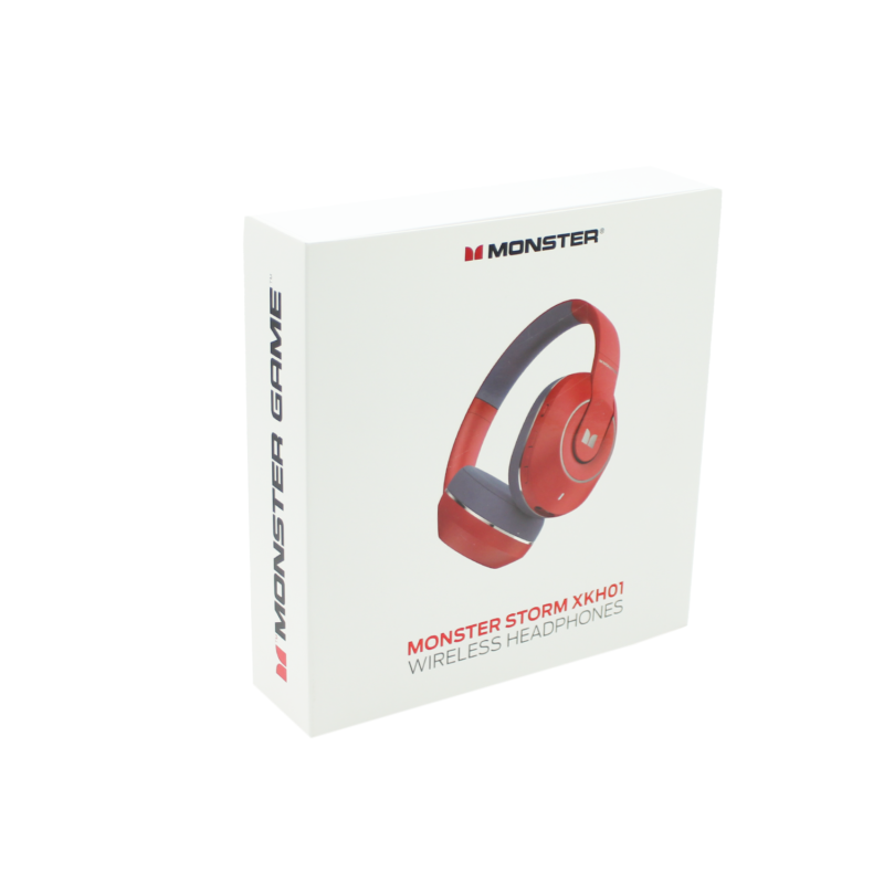 audifono monster bt v5.3, audio hd, 25h de duracion, carga rapida, diseÑo plegable. red — vista 3
