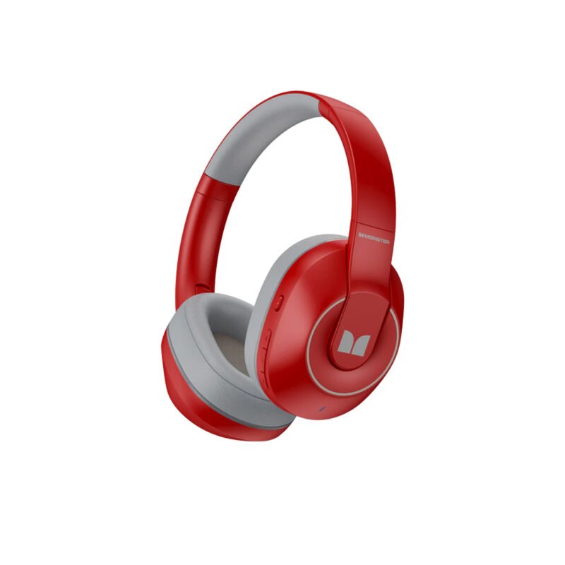 audifono monster bt v5.3, audio hd, 25h de duracion, carga rapida, diseÑo plegable. red — vista 2