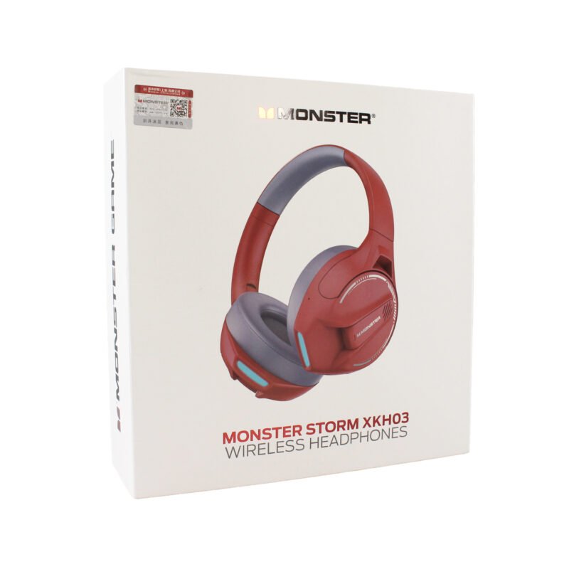 audifono monster bt v5.3, 600mah, 25h uso, carga rapida, diseÑo ajustable y plegable. red — vista 3