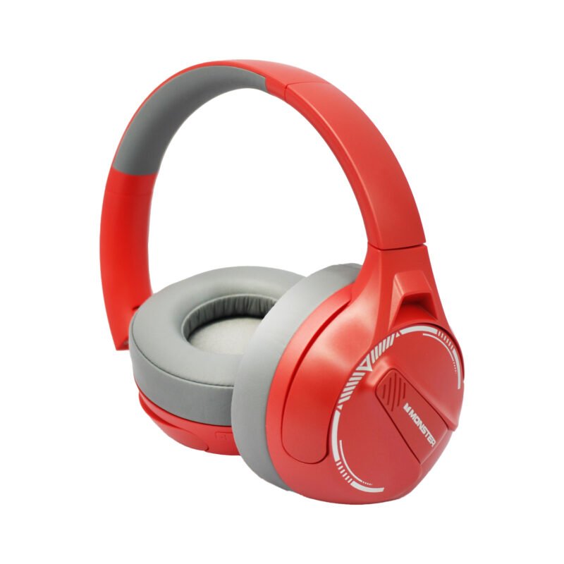 audifono monster bt v5.3, 600mah, 25h uso, carga rapida, diseÑo ajustable y plegable. red
