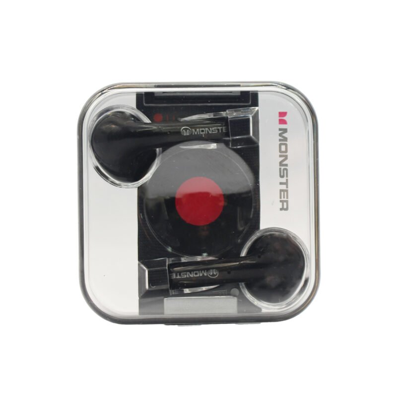 audifono monster, bt v5.2, manos libres, 20h, resistentes a salpicaduras, estuche de carga. black — vista 3