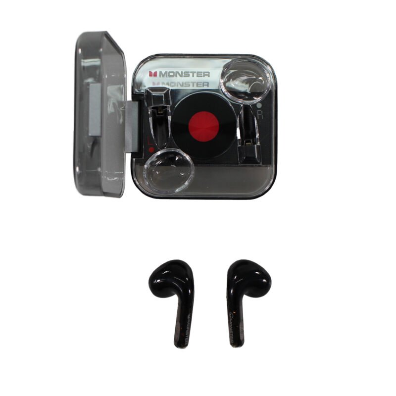 audifono monster, bt v5.2, manos libres, 20h, resistentes a salpicaduras, estuche de carga. black — vista 7