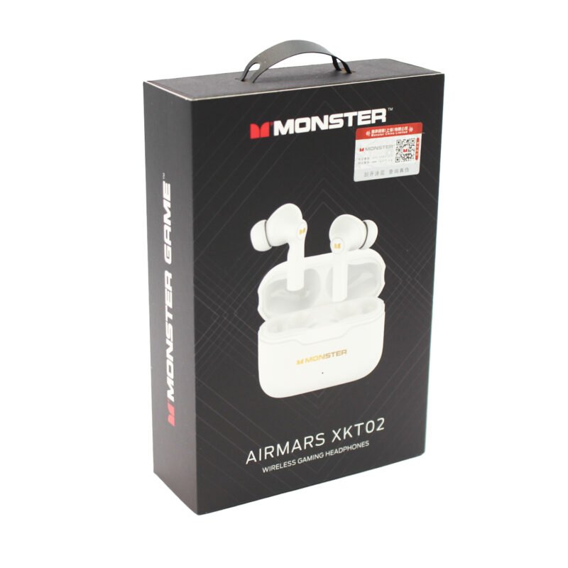 audifono monster inalambricos, bt v5.1, 10m alcance, 20h duracion, estuche carga inalambrica.white