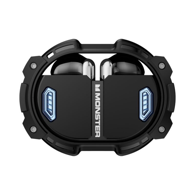 audifono monster inalambricos, bt v5.3, resistente a salpicaduras, carga rapida, estuche 300mah, 5 horas musica. black — vista 3