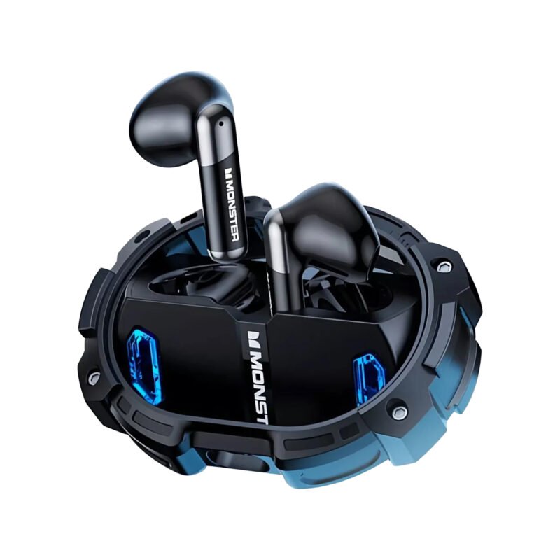audifono monster inalambricos, bt v5.3, resistente a salpicaduras, carga rapida, estuche 300mah, 5 horas musica. black — vista 2