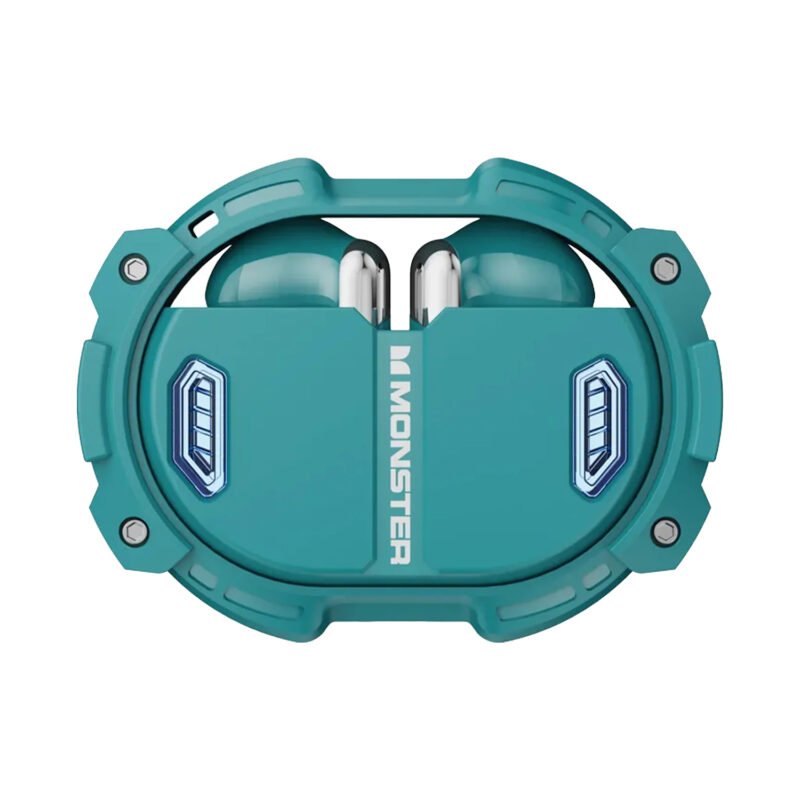 audifono monster inalambricos, bt v5.3, resistente a salpicaduras, carga rapida, estuche 300mah, 5 horas musica. green — vista 2