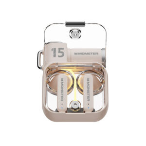 audifono monster inalambricos bt v5.3, baja latencia para videojuegos, modo de reposo largo, cancelacion activa de ruido. beige