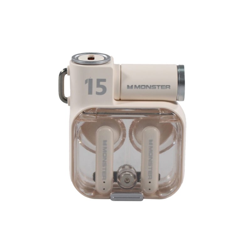 audifono monster inalambricos bt v5.3, baja latencia para videojuegos, modo de reposo largo, cancelacion activa de ruido. beige — vista 5