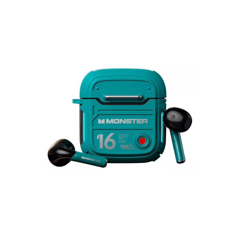 audifono monster bt v5.3, 10m distancia, 4h musica, carga 1.5h, 300mah estuche, 30mah. green — vista 2