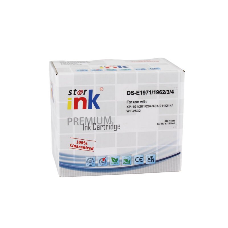 pack cartucho tinta 4 colores starink compatible epson xp 20/101/104/201/204/401/ workforce xp 2512/2532. bk 14ml cl 13,5ml