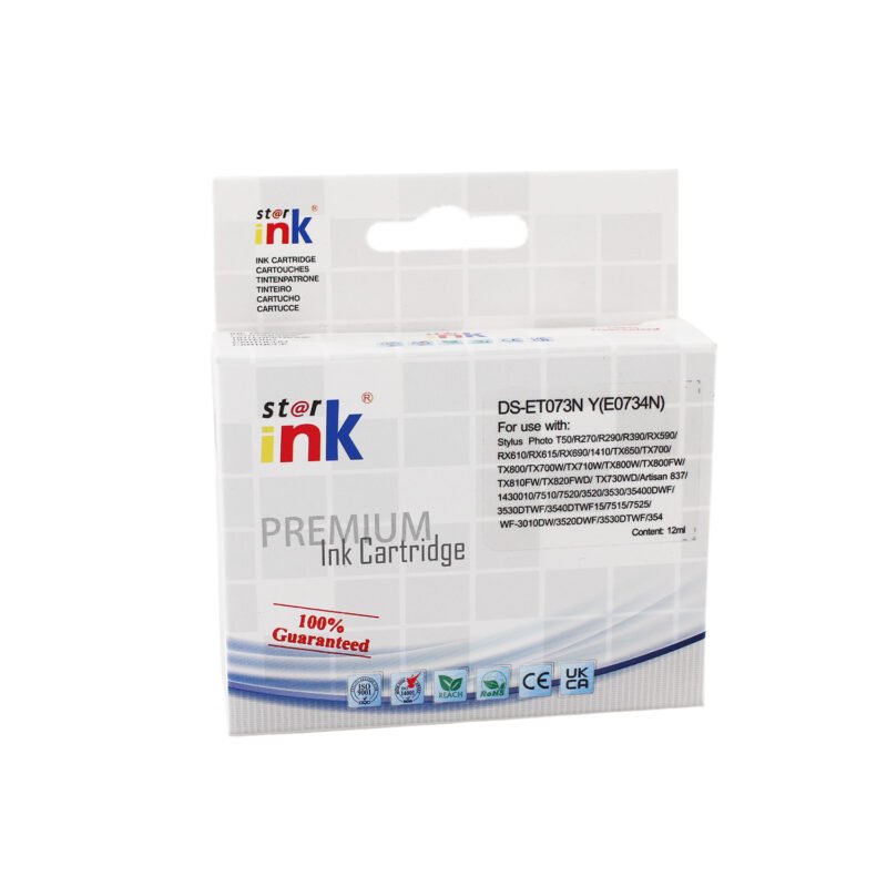 cartucho tinta starink compatible epson to 734 yellow 12ml