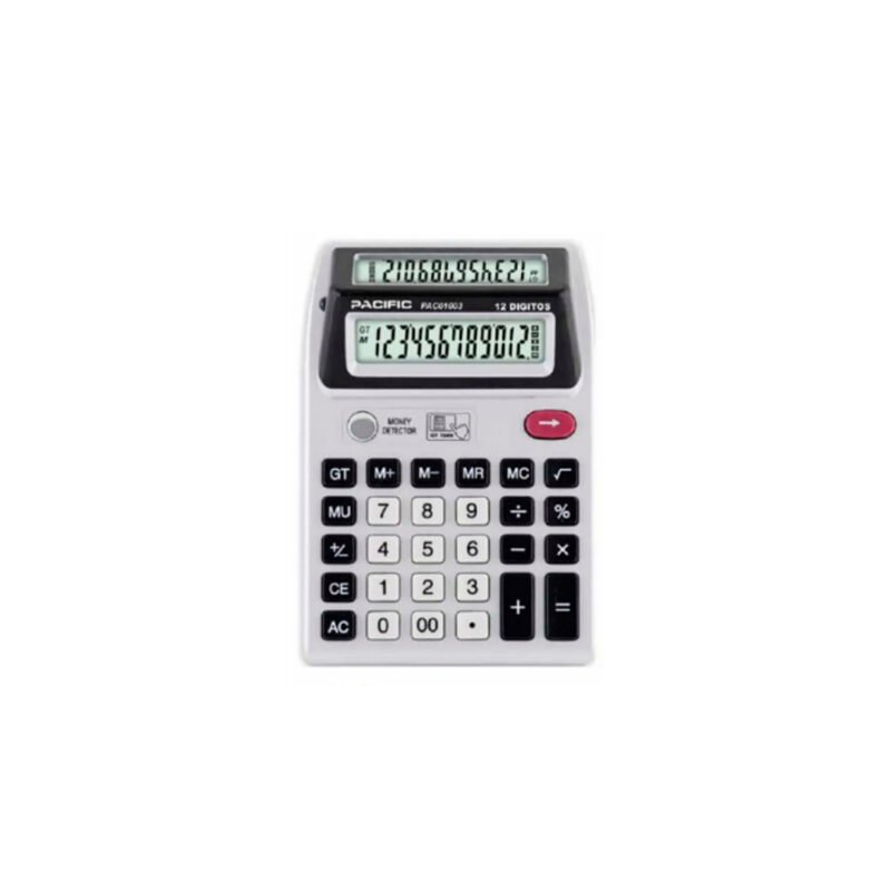 calculadora pacific, 12 digitos, pantalla lcd pila aa incluida, luz uv. — vista 3