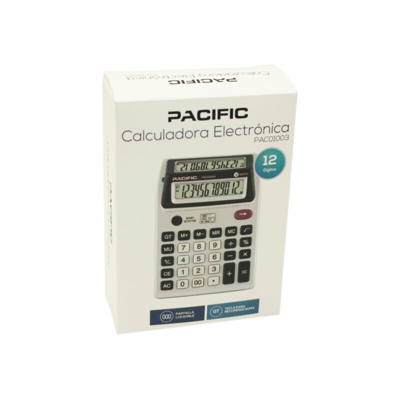 calculadora pacific, 12 digitos, pantalla lcd pila aa incluida, luz uv. — vista 4