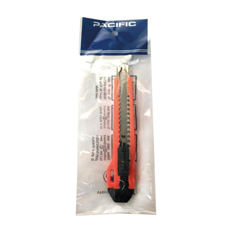 cuchillo cartonero de 14 cm pacific, espesor de hoja 9 mm, mango comodo y parte superior metalica — vista 2