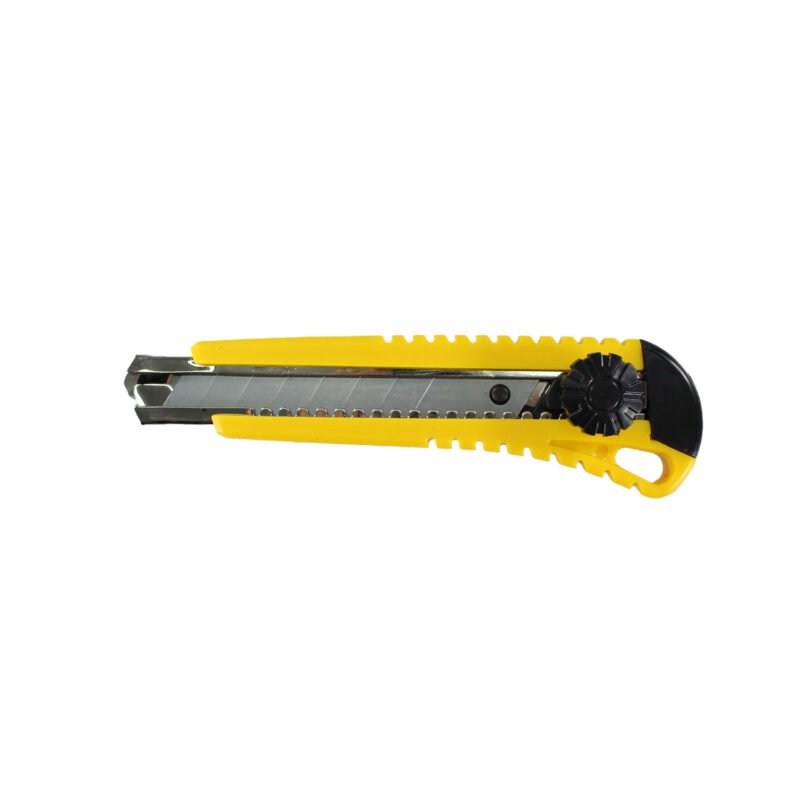 cuchillo cartonero de 16 cm pacific, espesor de hoja 18 mm, mango ergonomico metalico y plastico