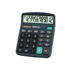 calculadora grande 12 digitos, funciones basicas y avanzadas. uso con pila aa. ideal para negocios.